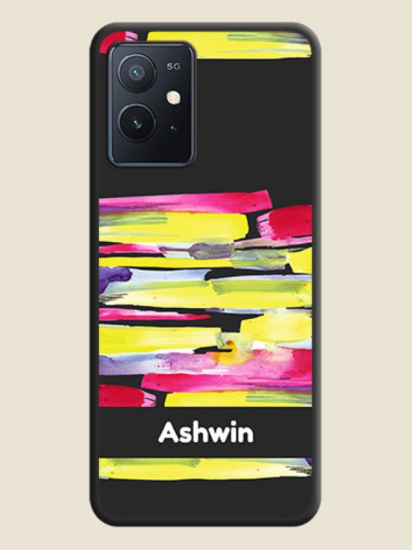 Custom Brush Coloured on Space Black Personalized Soft Matte Phone Covers - iQOO Z6 5G