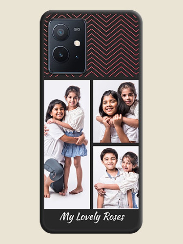 Custom Wave Pattern with 3 Image Holder on Space Black Custom Soft Matte Back Cover - iQOO Z6 5G