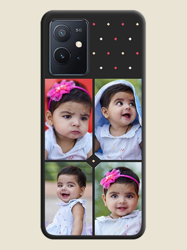 Custom Multicolor Dotted Pattern with 4 Image Holder on Space Black Custom Soft Matte Phone Cases - iQOO Z6 5G