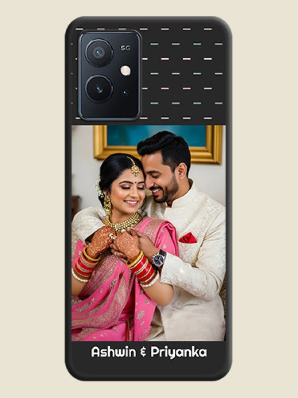 Custom Line Pattern Design with Text on Space Black Custom Soft Matte Phone Back Cover - iQOO Z6 5G