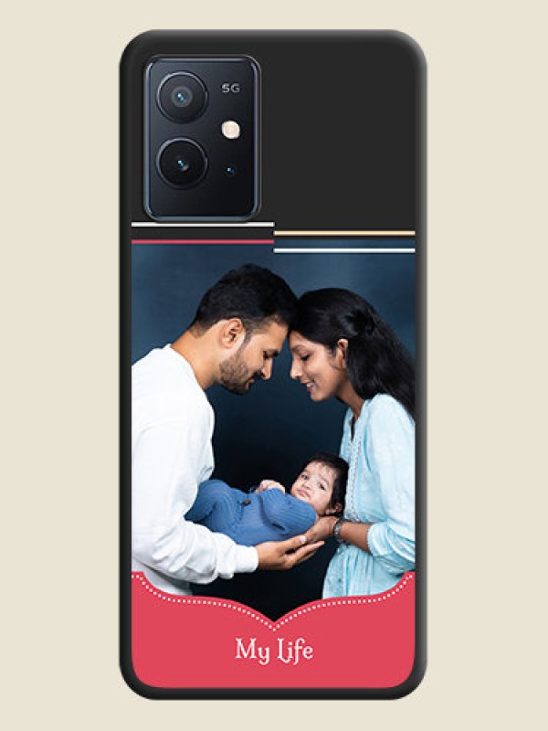 Custom Classic Plain Design with Name on Photo on Space Black Soft Matte Phone Cover - iQOO Z6 5G