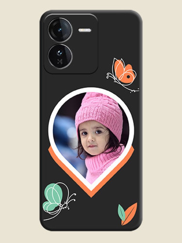 Custom Upload Pic With Simple Butterly Design On Space Black Custom Soft Matte Mobile Back Cover - iQOO Z9 5G