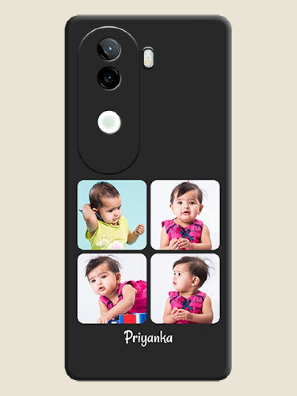 Custom Floral Art with 6 Image Holder on Photo On Space Black Custom Soft Matte Mobile Back Cover - iQOO Z9s 5G