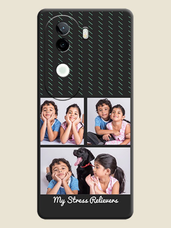 Custom Cross Dotted Pattern with 2 Image Holder On Space Black Custom Soft Matte Mobile Back Cover - iQOO Z9s 5G
