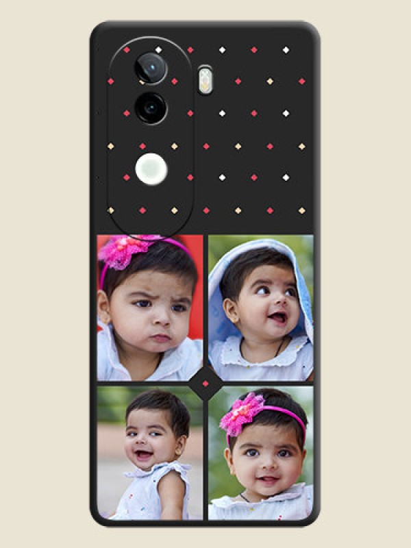 Custom Multicolor Dotted Pattern with 4 Image Holder On Space Black Custom Soft Matte Mobile Back Cover - iQOO Z9s 5G