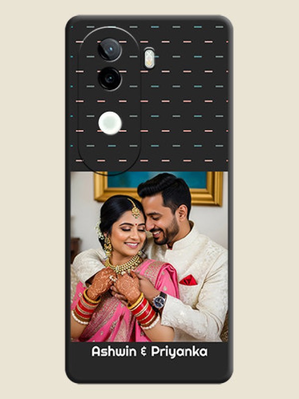 Custom Line Pattern Design with Text On Space Black Custom Soft Matte Mobile Back Cover - iQOO Z9s 5G