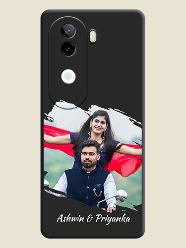 Custom Grunge Brush Strokes on Photo On Space Black Custom Soft Matte Mobile Back Cover - iQOO Z9s 5G