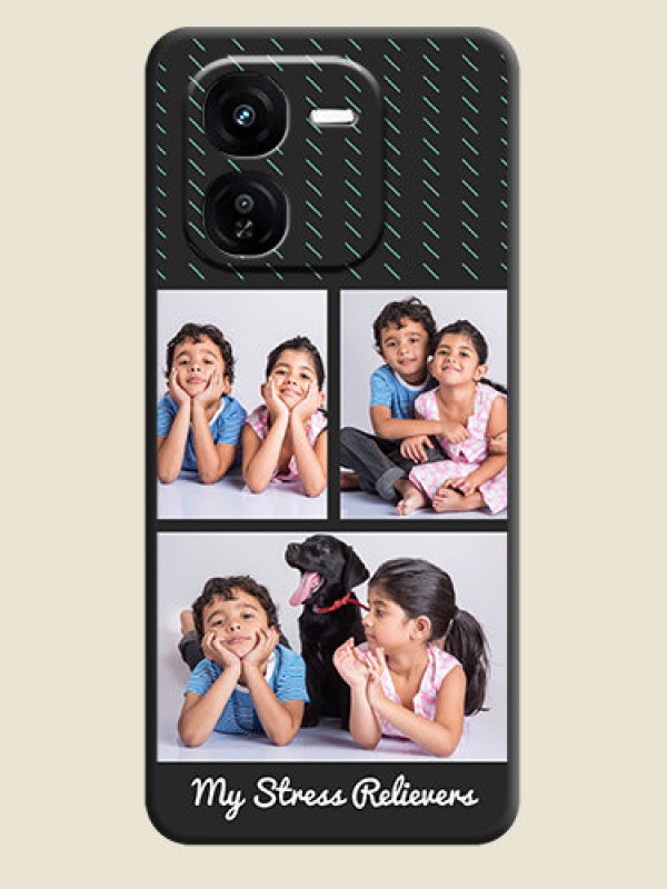 Custom Cross Dotted Pattern with 2 Image Holder On Space Black Custom Soft Matte Mobile Back Cover - iQOO Z9X 5G