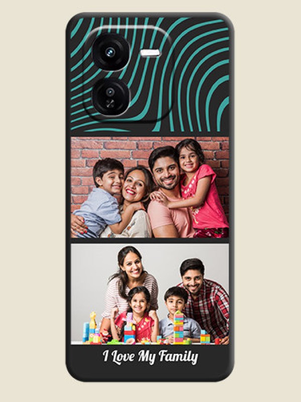 Custom Wave Pattern with 2 Image Holder On Space Black Custom Soft Matte Mobile Back Cover - iQOO Z9X 5G