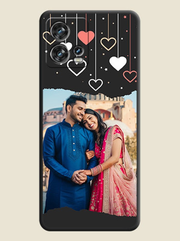 Custom Love Hangings with Splash Wave Picture on Space Black Custom Soft Matte Phone Back Cover - Motorola Edge 30 Fusion