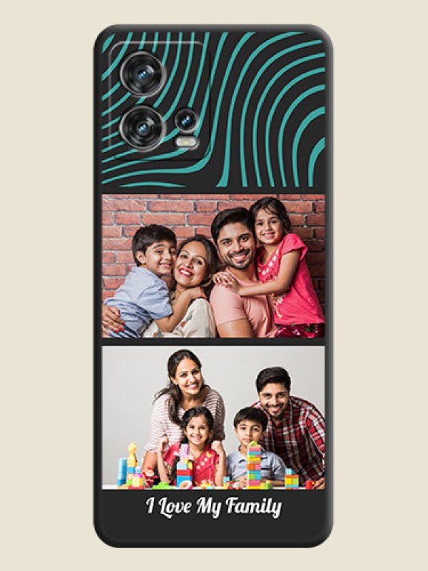 Custom Wave Pattern with 2 Image Holder on Space Black Personalized Soft Matte Phone Covers - Motorola Edge 30 Fusion