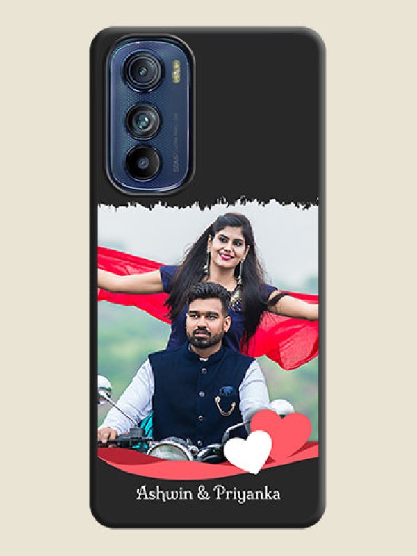 Custom Pin Color Love Shaped Ribbon Design with Text on Space Black Custom Soft Matte Phone Back Cover - Motorola Edge 30