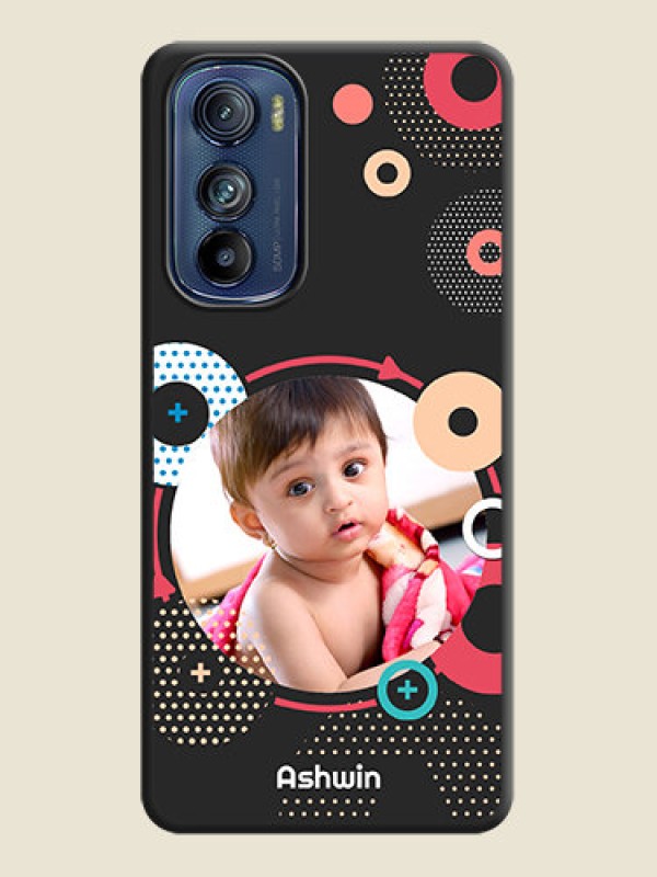 Custom Multicoloured Round Image on Personalised Space Black Soft Matte Cases - Motorola Edge 30