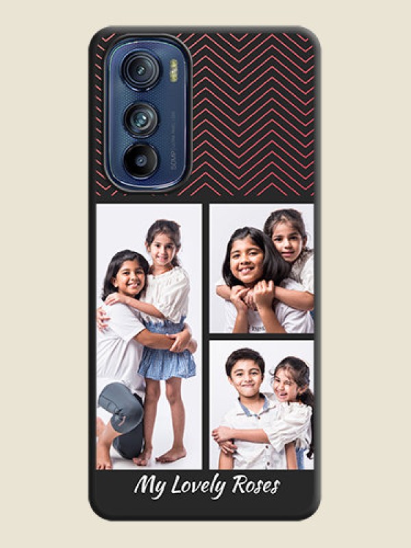 Custom Wave Pattern with 3 Image Holder on Space Black Custom Soft Matte Back Cover - Motorola Edge 30