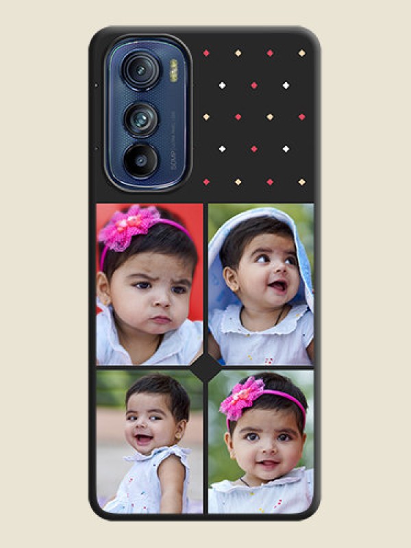 Custom Multicolor Dotted Pattern with 4 Image Holder on Space Black Custom Soft Matte Phone Cases - Motorola Edge 30