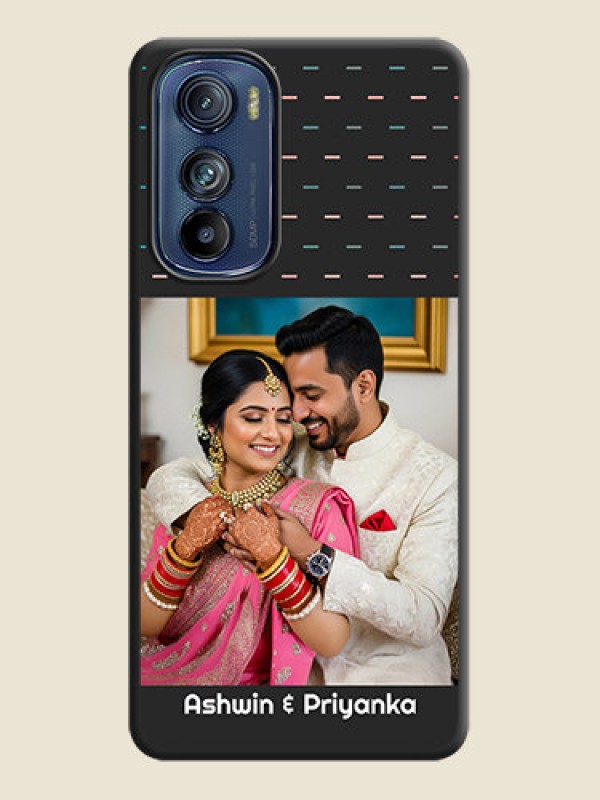 Custom Line Pattern Design with Text on Space Black Custom Soft Matte Phone Back Cover - Motorola Edge 30