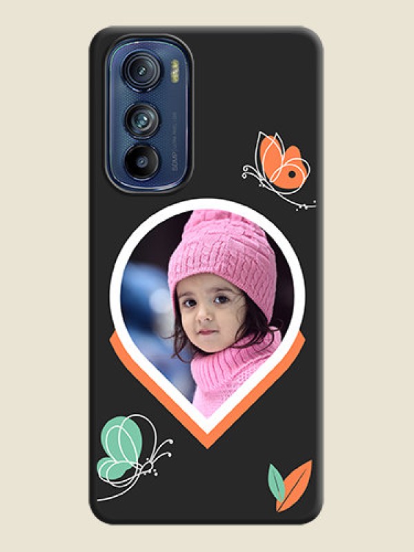Custom Upload Pic With Simple Butterly Design On Space Black Personalized Soft Matte Phone Covers -Motorola Edge 30