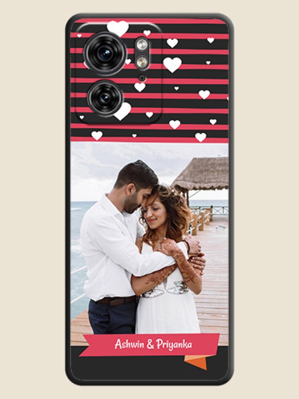 Custom White Color Love Symbols with Pink Lines Pattern on Space Black Custom Soft Matte Phone Cases - Edge 40