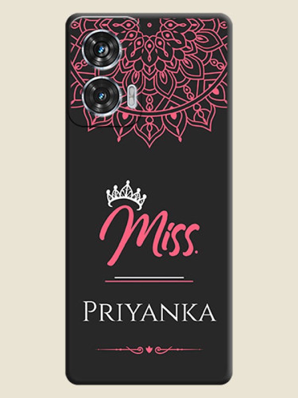 Custom Mrs Name with Floral Design On Space Black Custom Soft Matte Mobile Back Cover - Motorola Edge 50 Fusion
