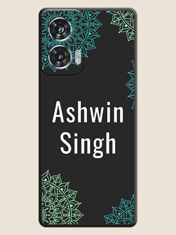 Custom Your Name with Floral Design On Space Black Custom Soft Matte Mobile Back Cover - Motorola Edge 50 Fusion