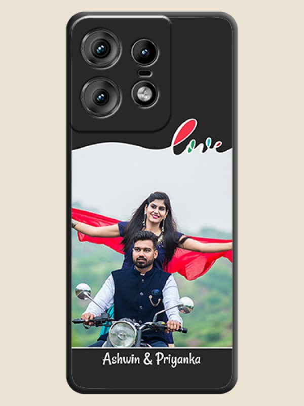 Custom Fall in Love Pattern with Picture on Photo On Space Black Custom Soft Matte Mobile Back Cover - Motorola Edge 50 Pro 5G