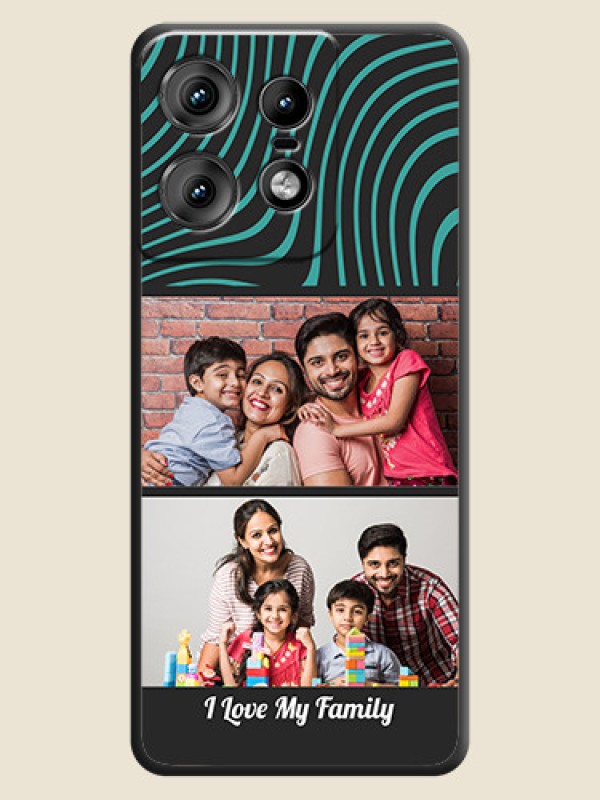 Custom Wave Pattern with 2 Image Holder On Space Black Custom Soft Matte Mobile Back Cover - Motorola Edge 50 Pro 5G