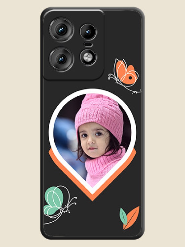 Custom Upload Pic With Simple Butterly Design On Space Black Custom Soft Matte Mobile Back Cover - Motorola Edge 50 Pro 5G