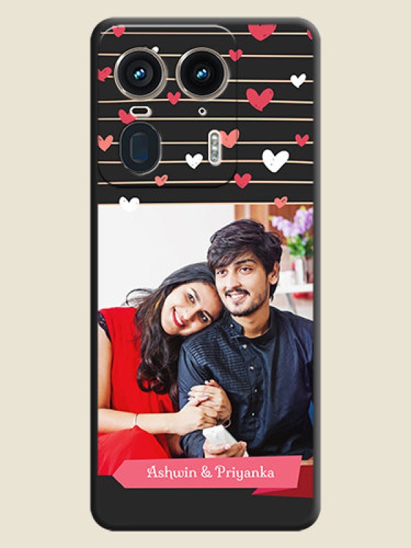 Custom Love Pattern with Name on Pink Ribbon on Photo On Space Black Custom Soft Matte Mobile Back Cover - Motorola Edge 50 Ultra 5G