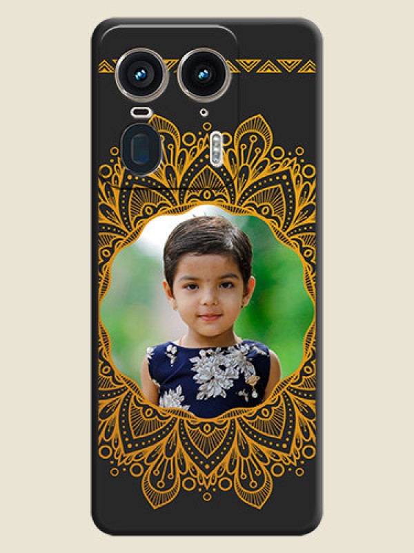 Custom Round Image with Floral Design On Space Black Custom Soft Matte Mobile Back Cover - Motorola Edge 50 Ultra 5G