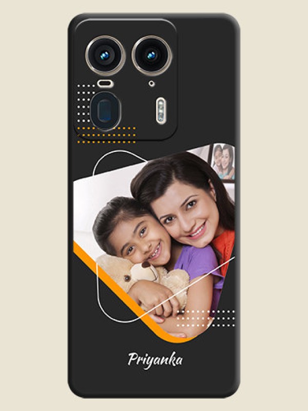 Custom Yellow Triangle on Photo On Space Black Custom Soft Matte Mobile Back Cover - Motorola Edge 50 Ultra 5G