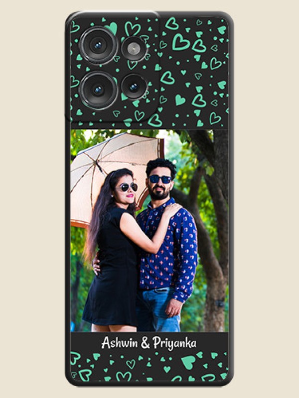 Custom Sea Green Indefinite Love Pattern on Photo On Space Black Custom Soft Matte Mobile Back Cover - Motorola Edge 50