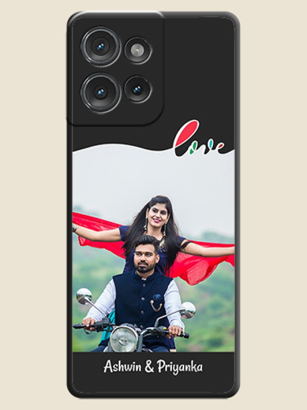 Custom Fall in Love Pattern with Picture on Photo On Space Black Custom Soft Matte Mobile Back Cover - Motorola Edge 50