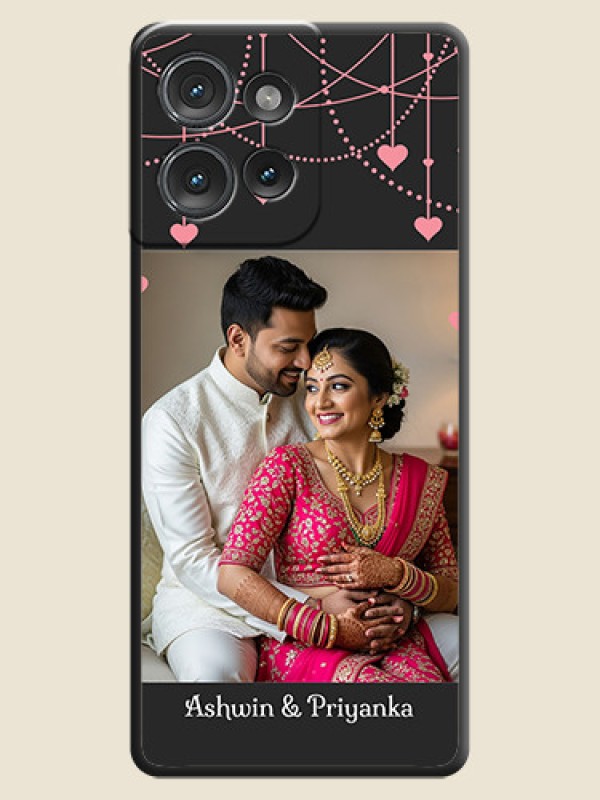 Custom Pink Love Hangings with Text On Space Black Custom Soft Matte Mobile Back Cover - Motorola Edge 50