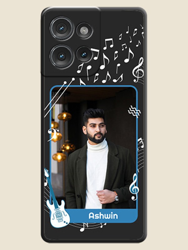 Custom Musical Theme Design with Text on Photo On Space Black Custom Soft Matte Mobile Back Cover - Motorola Edge 50
