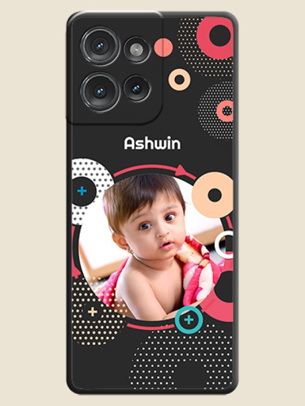 Custom Multicoloured Round Image On Space Black Custom Soft Matte Mobile Back Cover - Motorola Edge 50