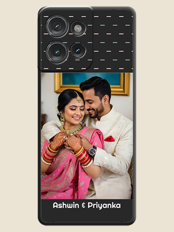 Custom Line Pattern Design with Text On Space Black Custom Soft Matte Mobile Back Cover - Motorola Edge 50