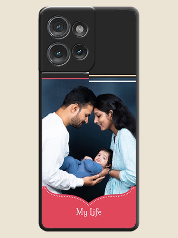 Custom Classic Plain Design with Name On Space Black Custom Soft Matte Mobile Back Cover - Motorola Edge 50