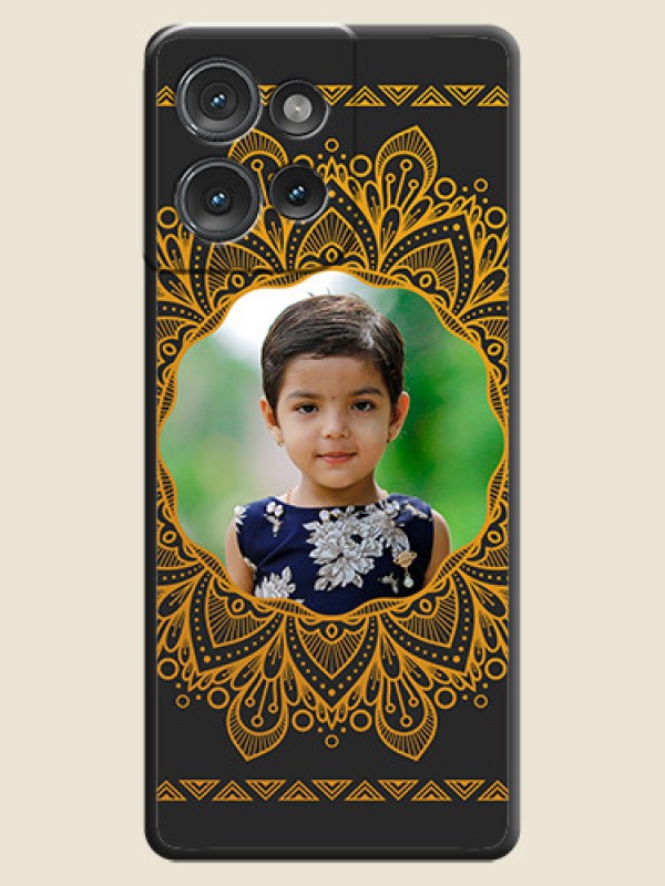Custom Round Image with Floral Design On Space Black Custom Soft Matte Mobile Back Cover - Motorola Edge 50