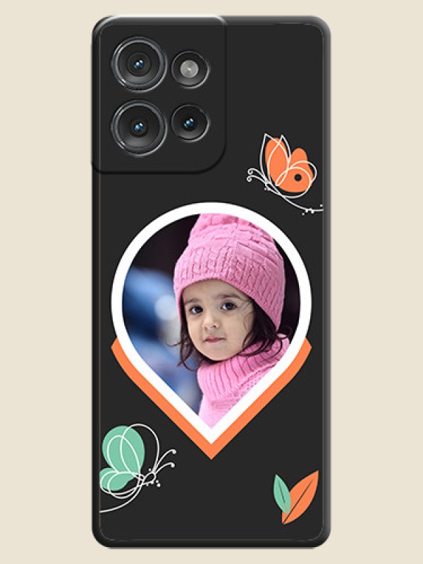 Custom Upload Pic With Simple Butterly Design On Space Black Custom Soft Matte Mobile Back Cover - Motorola Edge 50