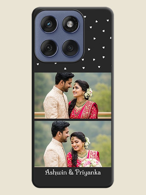 Custom Miniature Love Symbols with Name On Space Black Custom Soft Matte Mobile Back Cover - Motorola Edge 60 Fusion