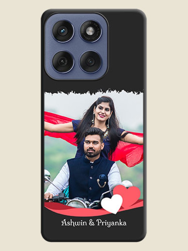Custom Pin Color Love Shaped Ribbon Design with Text On Space Black Custom Soft Matte Mobile Back Cover - Motorola Edge 60 Fusion