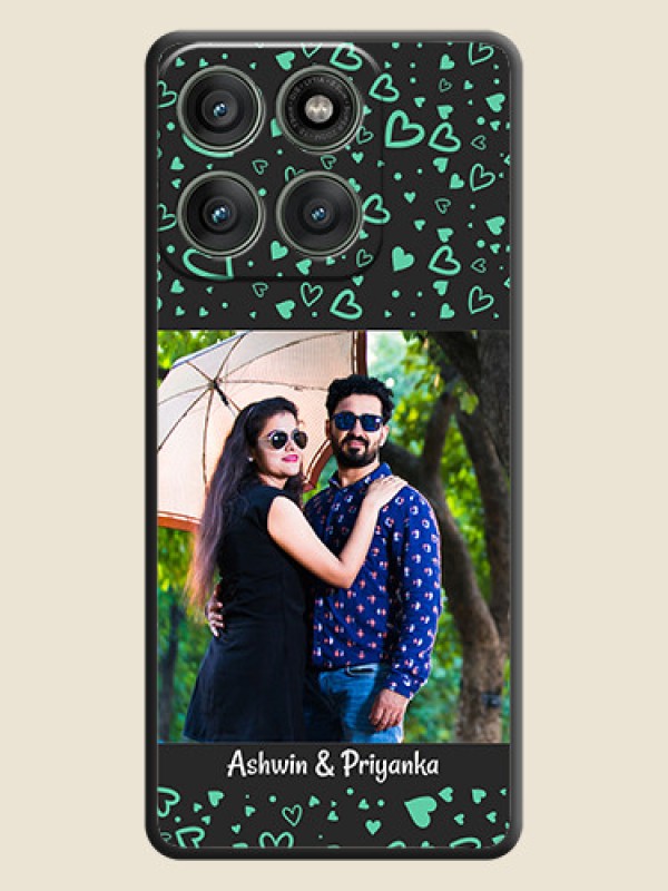 Custom Sea Green Indefinite Love Pattern on Photo On Space Black Custom Soft Matte Mobile Back Cover - Motorola Edge 60 Pro 5G