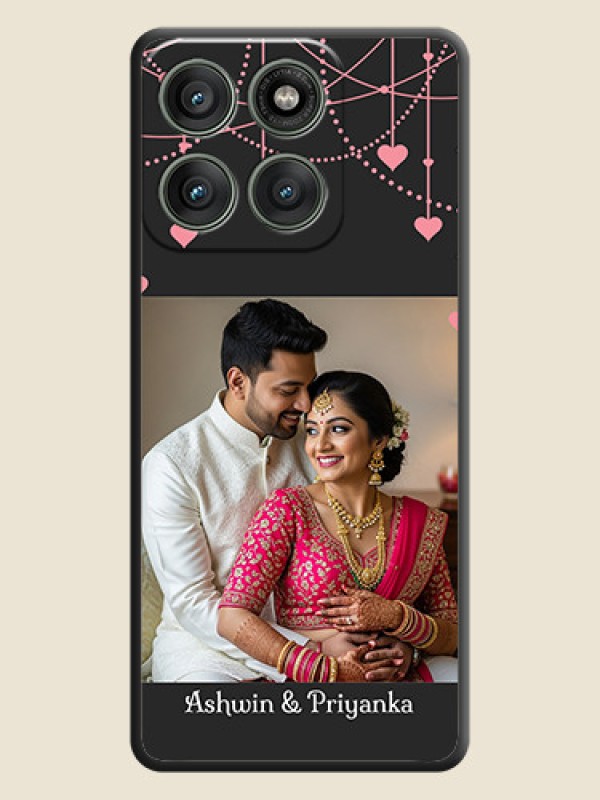 Custom Pink Love Hangings with Text On Space Black Custom Soft Matte Mobile Back Cover - Motorola Edge 60 Pro 5G