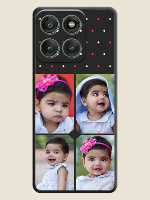 Custom Multicolor Dotted Pattern with 4 Image Holder On Space Black Custom Soft Matte Mobile Back Cover - Motorola Edge 60 Pro 5G
