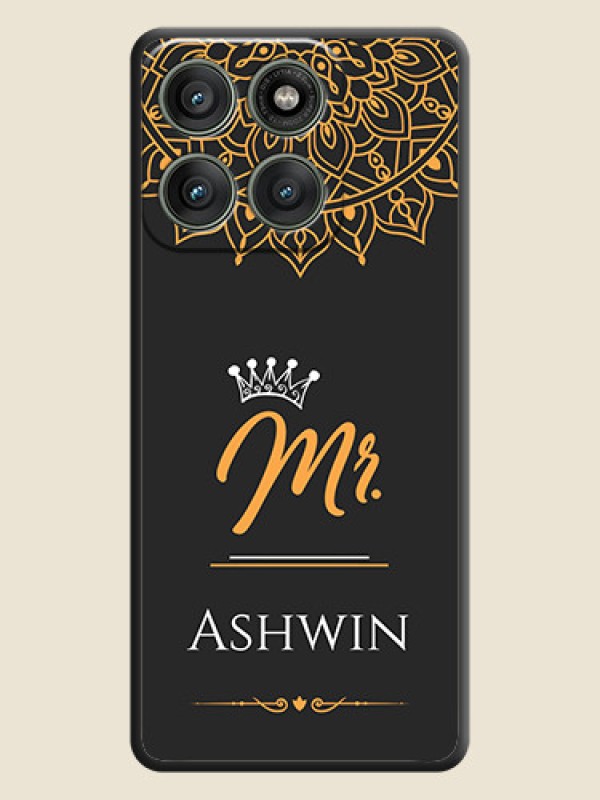 Custom Mr Name with Floral Design On Space Black Custom Soft Matte Mobile Back Cover - Motorola Edge 60 Pro 5G