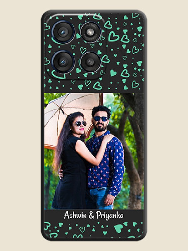 Custom Sea Green Indefinite Love Pattern on Photo On Space Black Custom Soft Matte Mobile Back Cover - Motorola Edge 60 Stylus