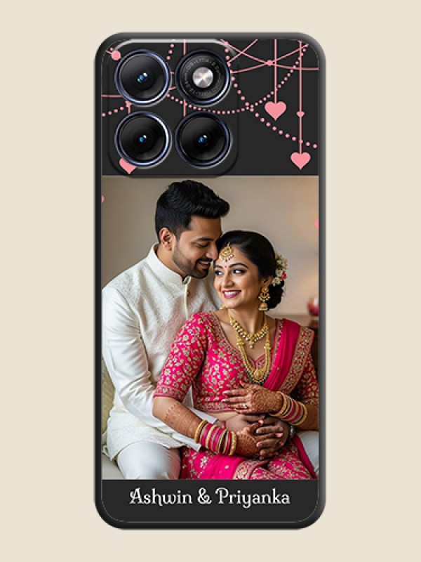 Custom Pink Love Hangings with Text On Space Black Custom Soft Matte Mobile Back Cover - Motorola Edge 70 5G