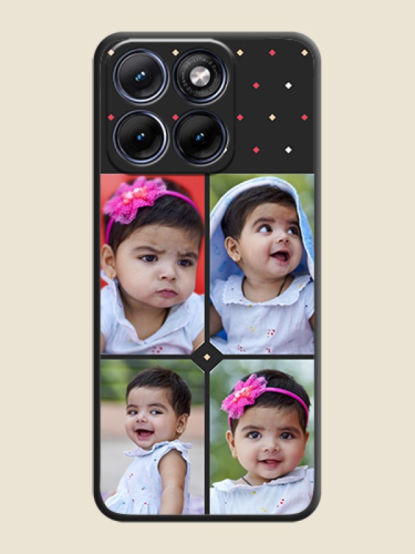 Custom Multicolor Dotted Pattern with 4 Image Holder On Space Black Custom Soft Matte Mobile Back Cover - Motorola Edge 70 5G