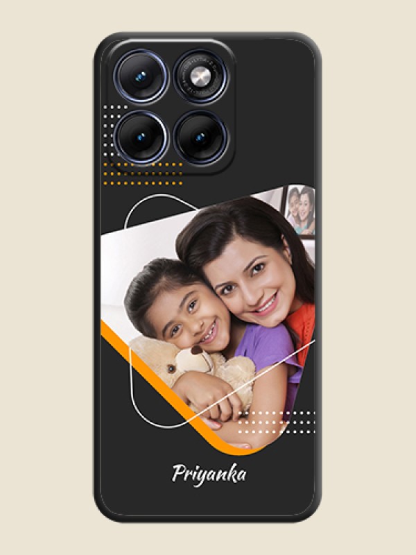 Custom Yellow Triangle on Photo On Space Black Custom Soft Matte Mobile Back Cover - Motorola Edge 70 5G