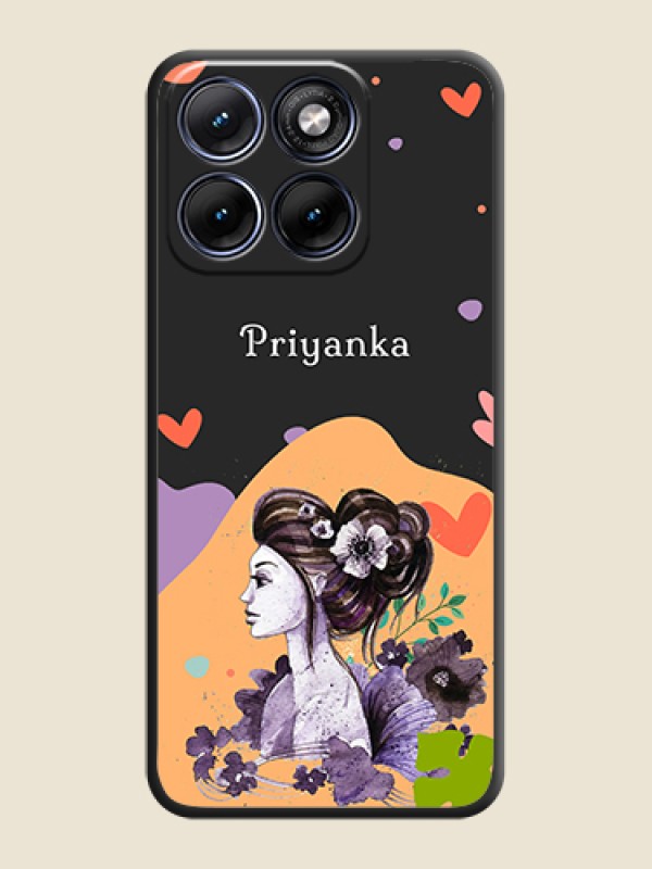 Custom Namecase For Her With Fancy Lady Image On Space Black Custom Soft Matte Mobile Back Cover - Motorola Edge 70 5G